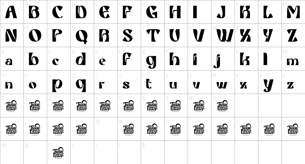 Griaste font Character Map