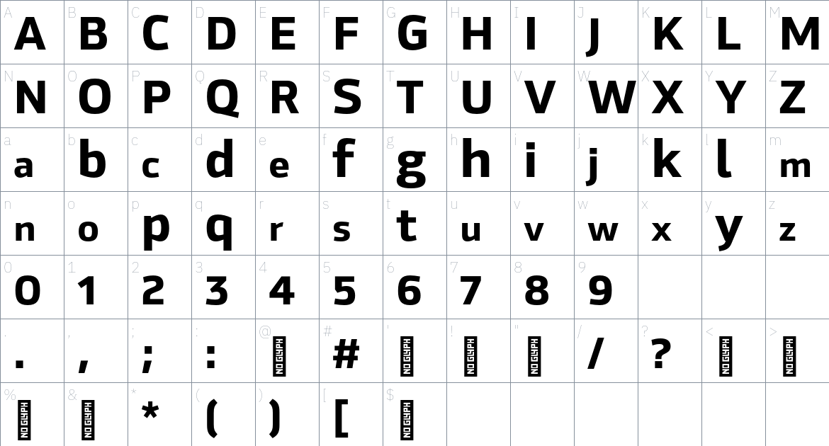 Hackman Trial font Character Map