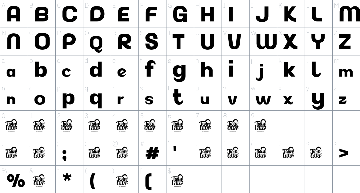 Akuina font Character Map