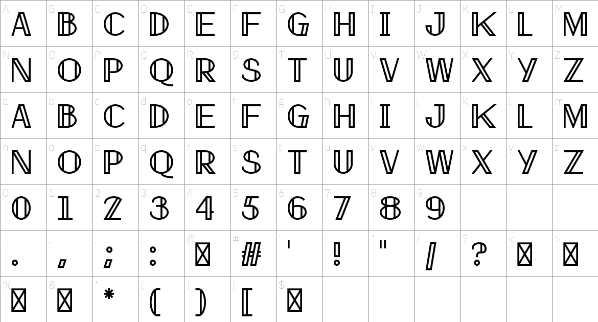 X Company Font font Character Map