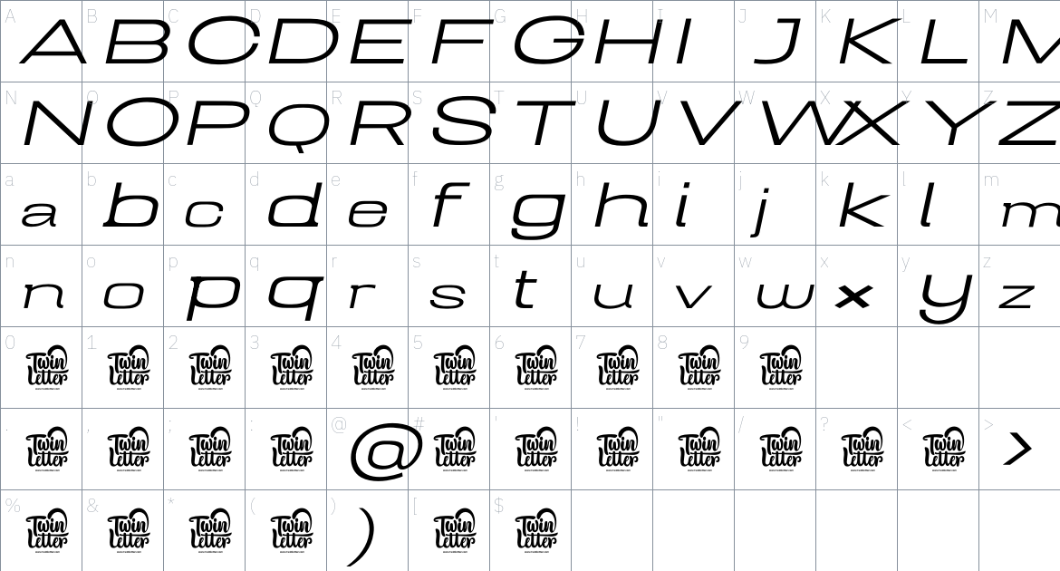 Mugio font Character Map