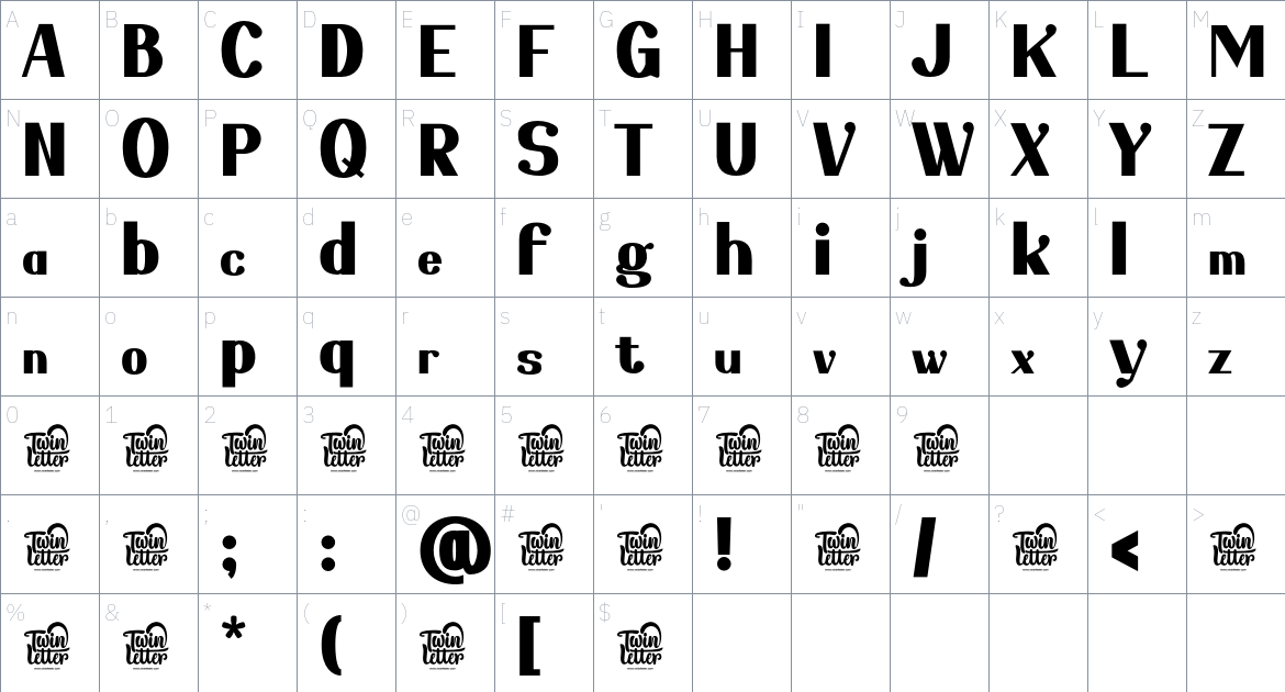 Gediya font Character Map