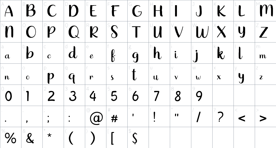 Springlake font Character Map