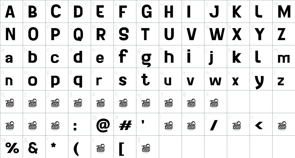 Lancar font Character Map