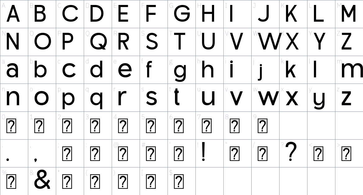 OV Soge font Character Map