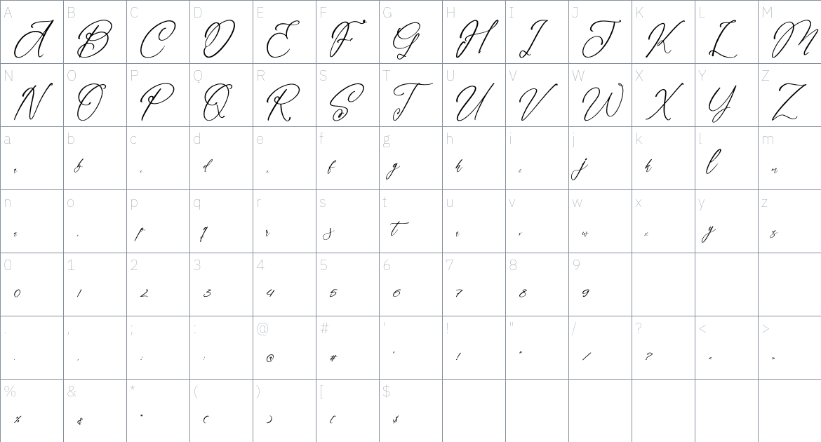 Barnlovedia font Character Map