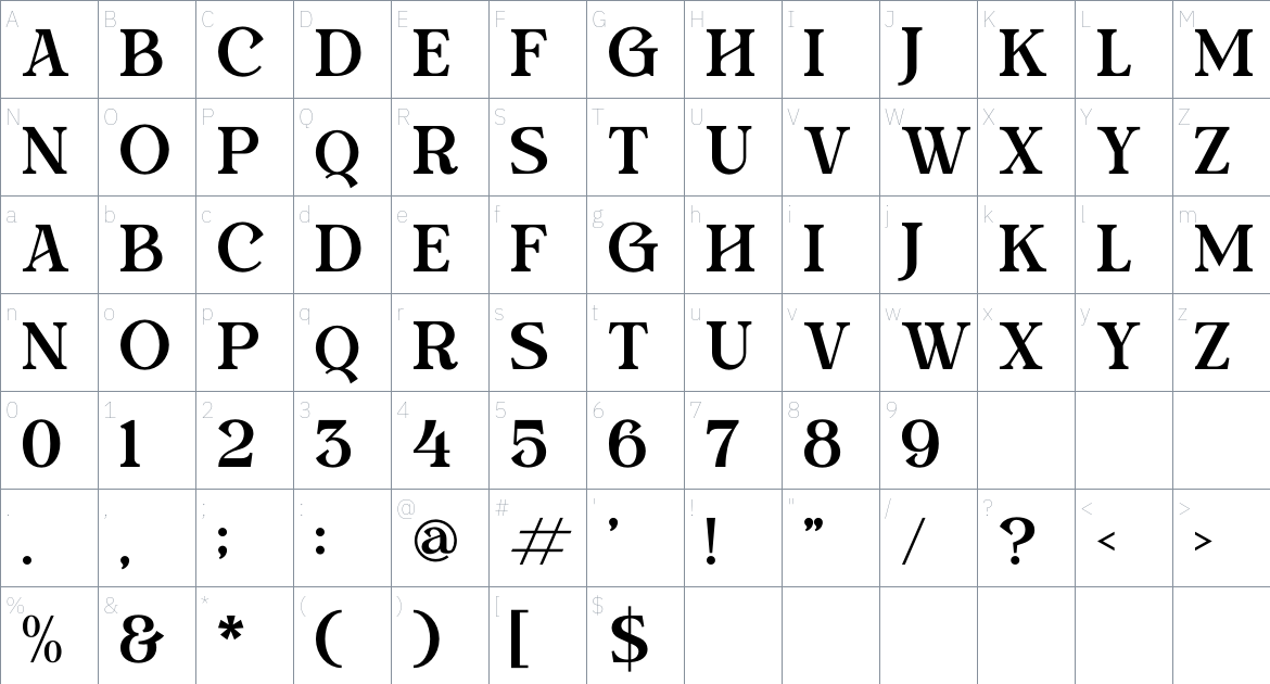 Clements Morgle font Character Map