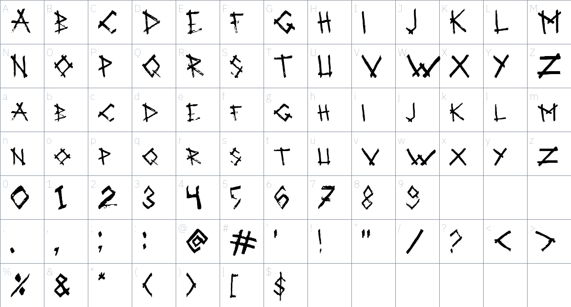 Volklore font Character Map