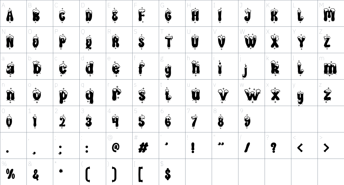 Christmerry font Character Map