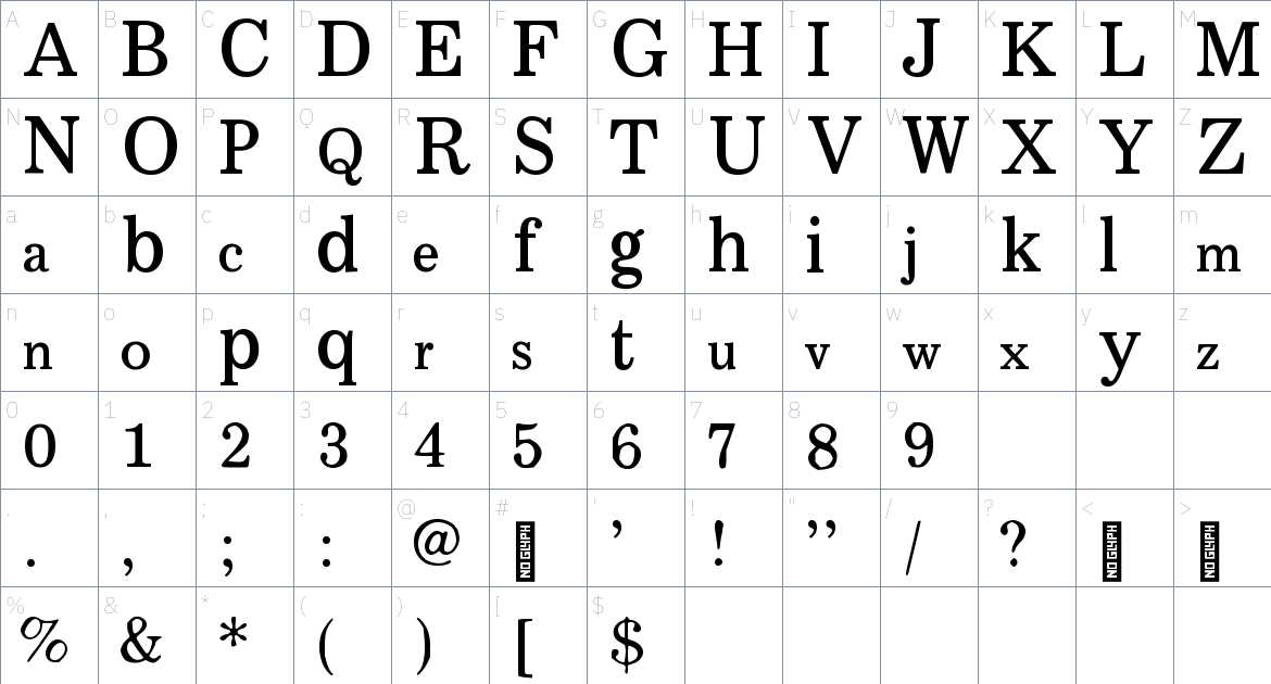 Selectric Century Typeface font Character Map