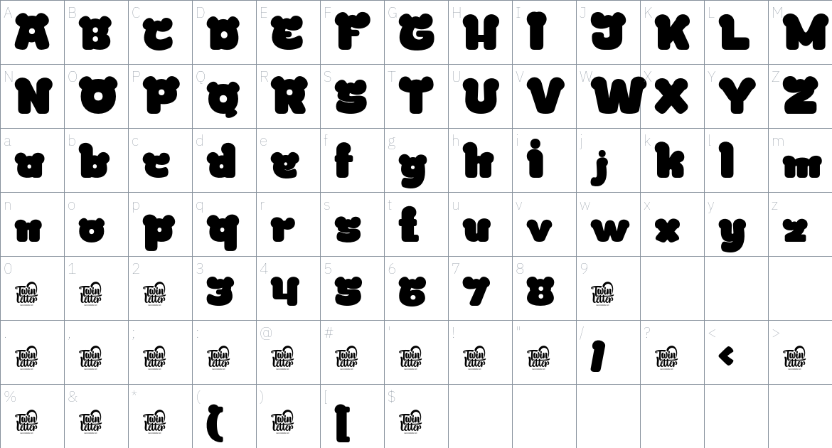 Gencis font Character Map