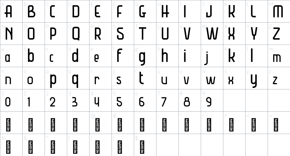 Kolaron Personal Use font Character Map