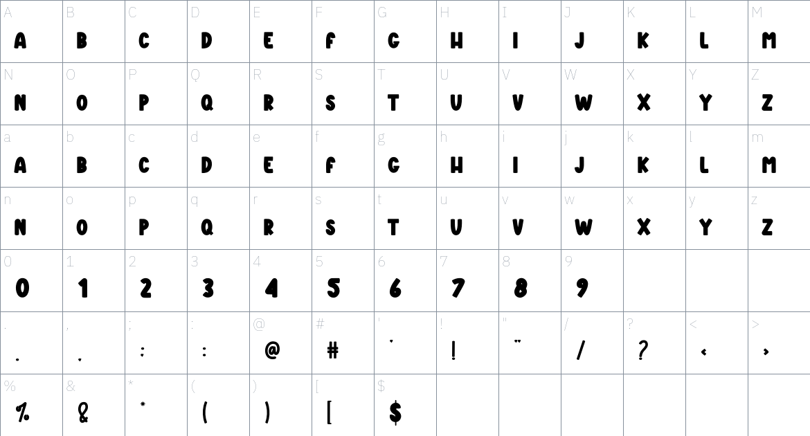 Magic Trick font Character Map