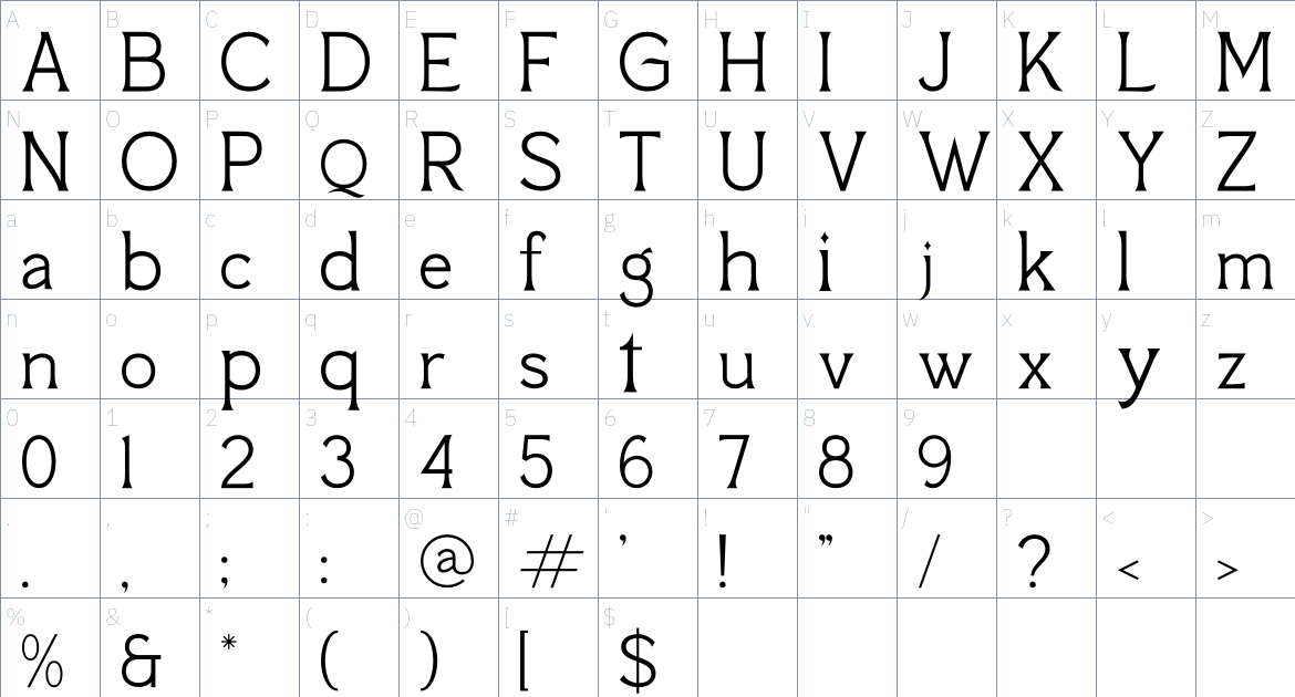 Genochi font Character Map