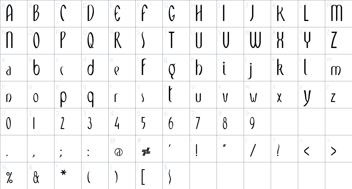 Meditation Font font Character Map