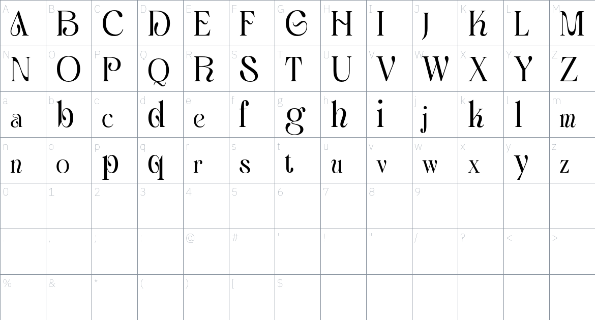 Aquene Font font Character Map