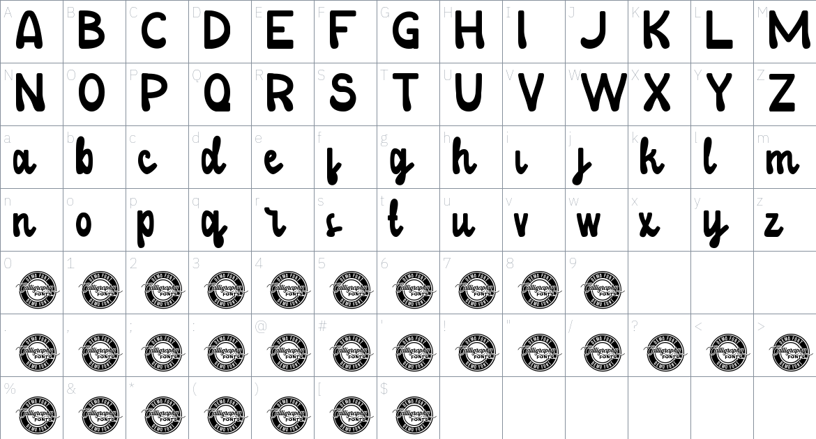 New Guarda font Character Map