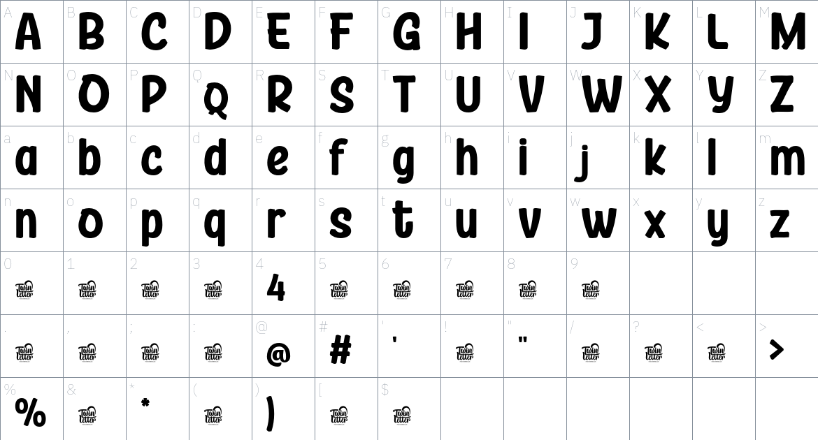 KEROSBY Trial font Character Map