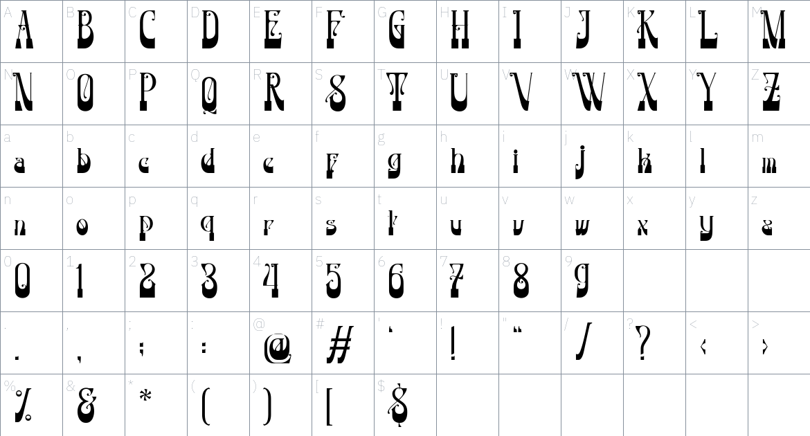 Mosky Font font Character Map