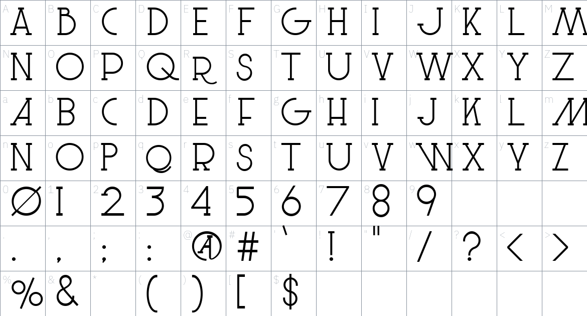 Le Super Serif Font font Character Map