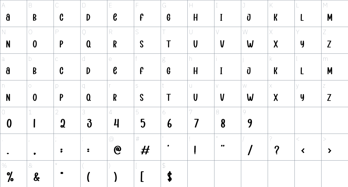 Stay Good font Character Map