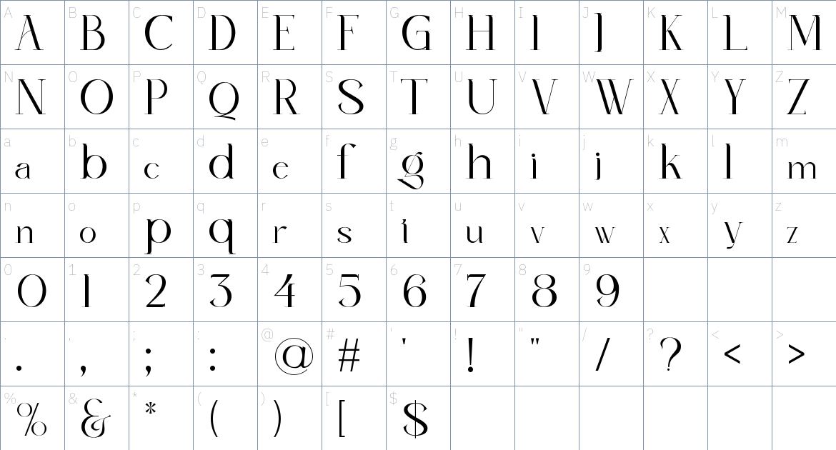 QAIRO font Character Map