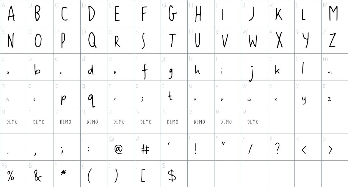 Lupines Font font Character Map