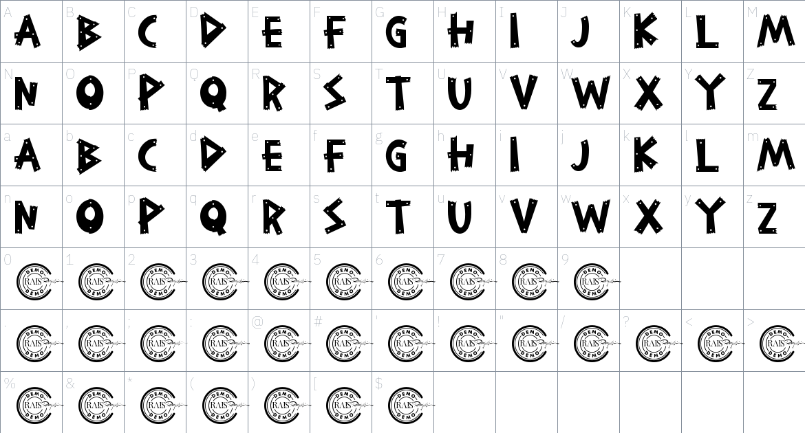 Wood Beads font Character Map