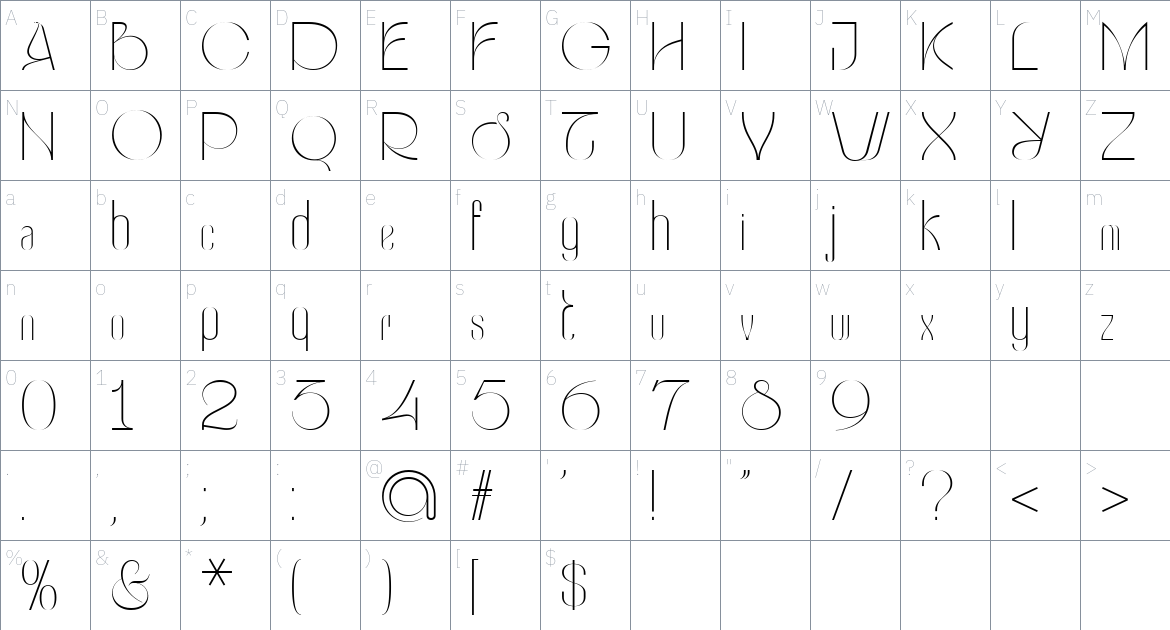 Suorva Font font Character Map