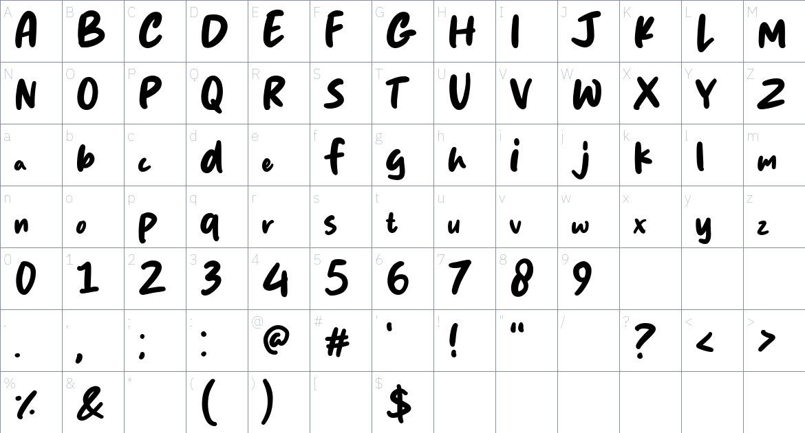 Tokino Kun Font font Character Map