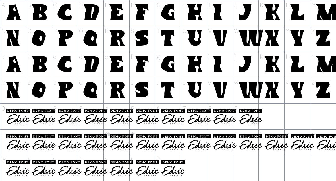 Flexible Times font Character Map