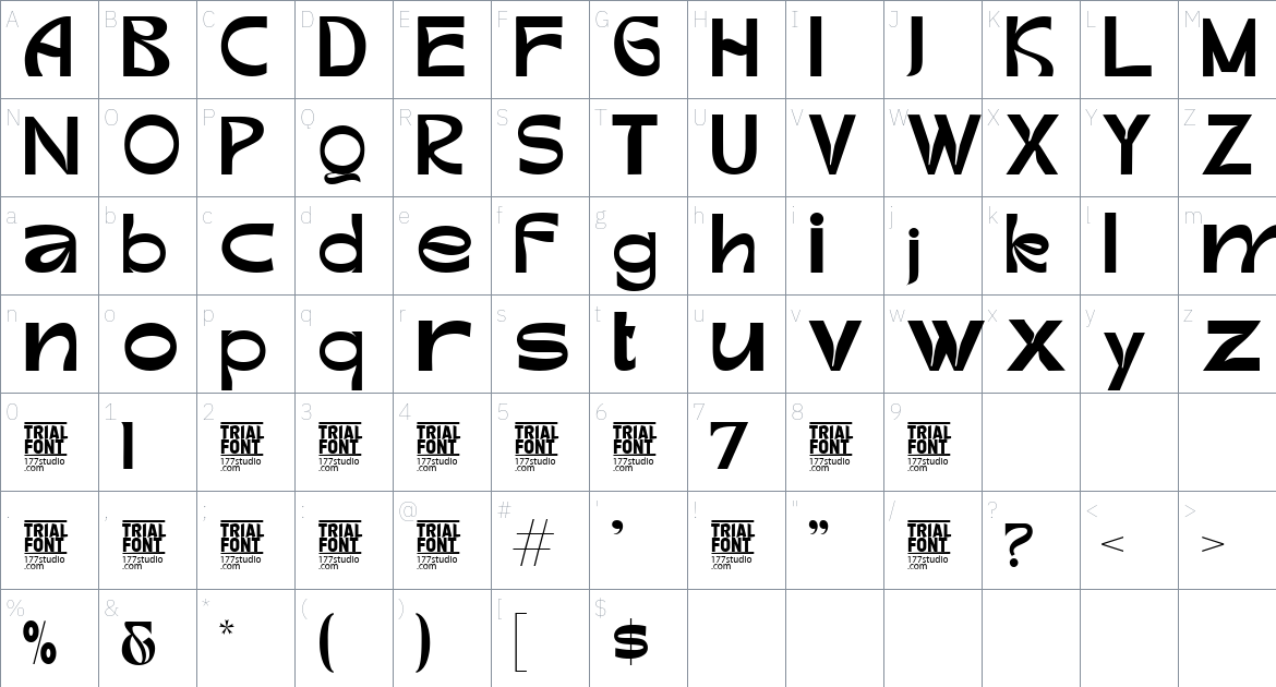 Gares font Character Map