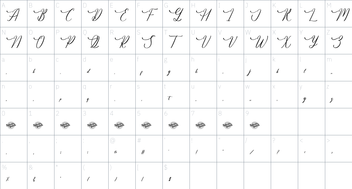 Bastimber Mofatega font Character Map