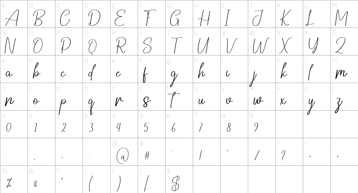 Satisfied font Character Map