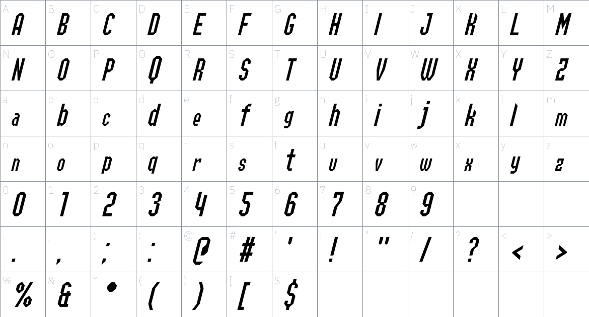 Yulong Font font Character Map