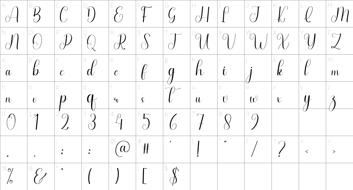 Badminton font Character Map