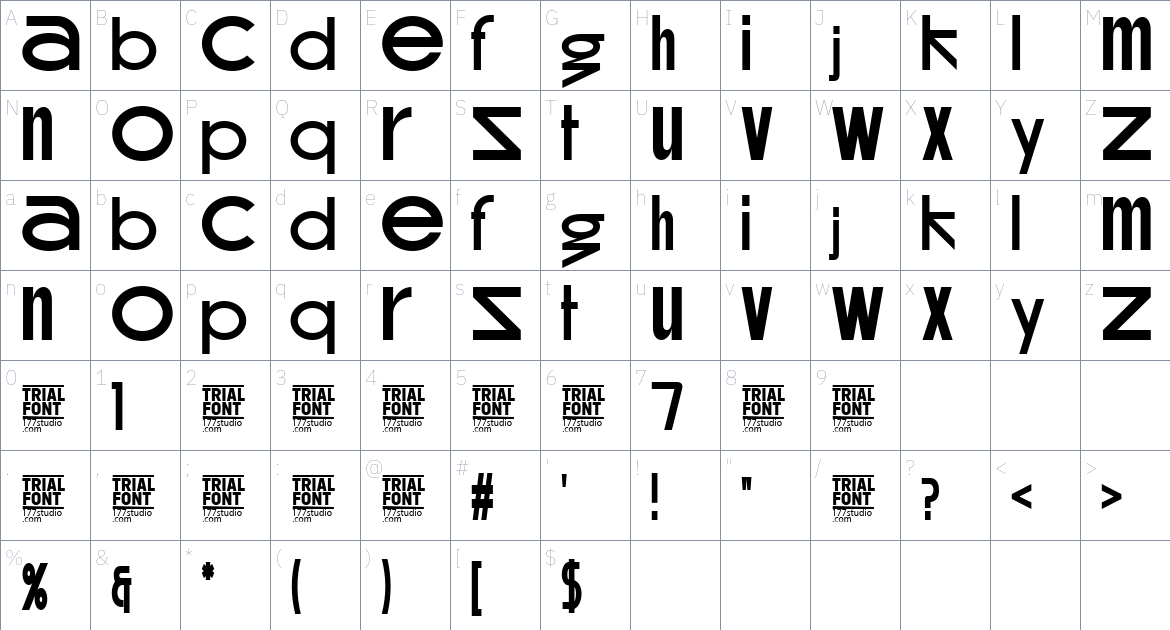 Different Beginning font Character Map