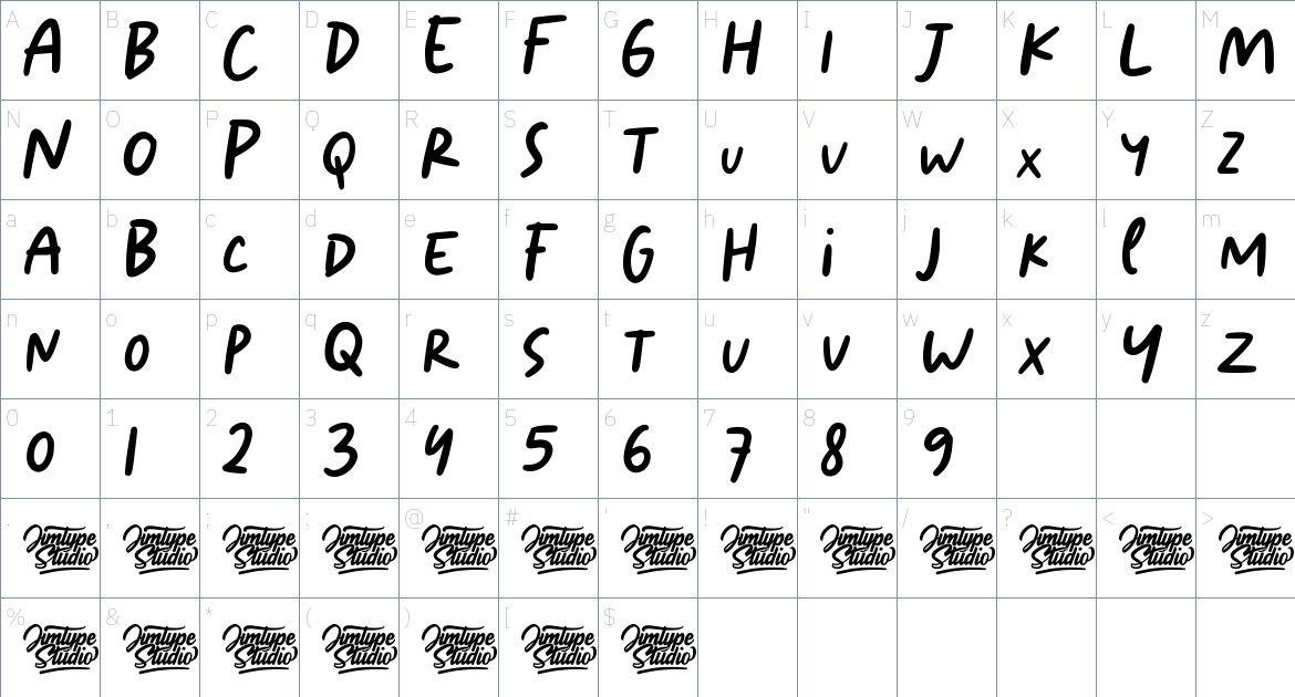 Aesthetic Sage font Character Map