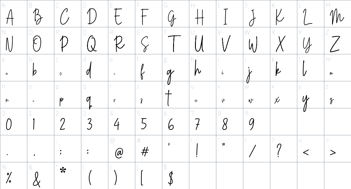 Youth Syndicate font Character Map