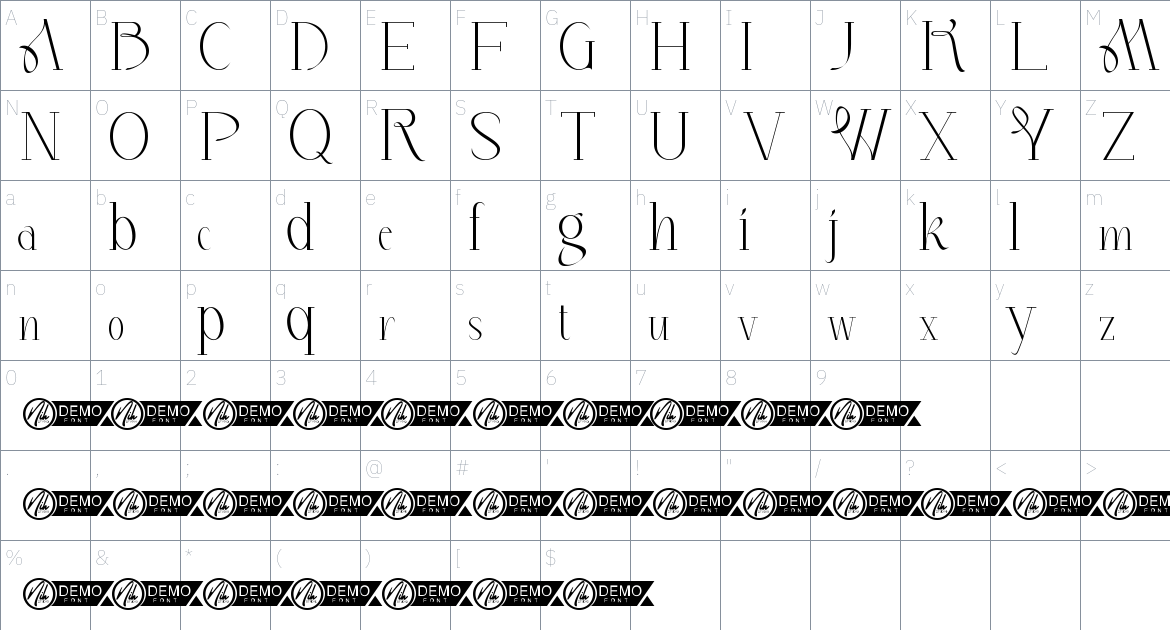 Amanda Roies font Character Map