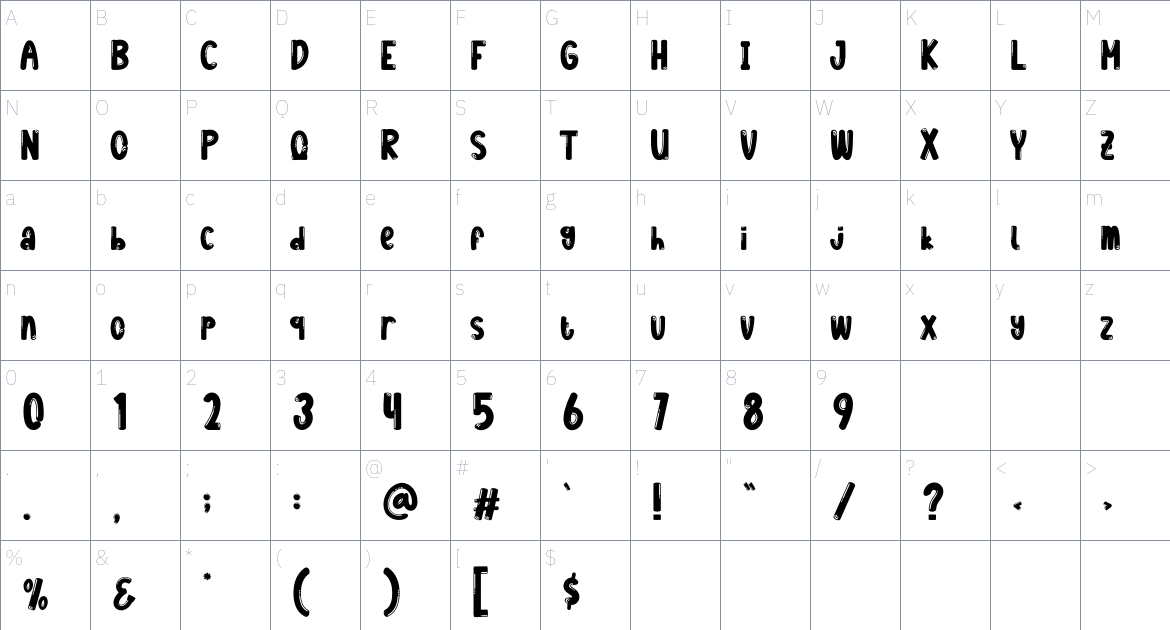 Mayoral font Character Map