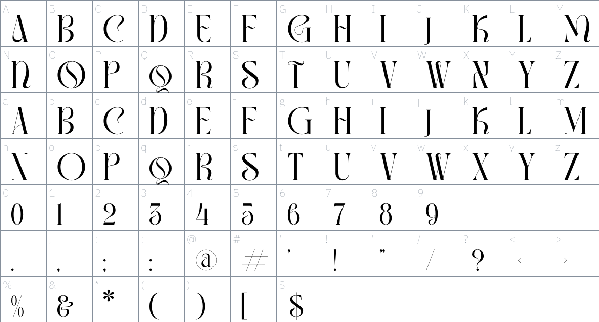 Glamora Font font Character Map