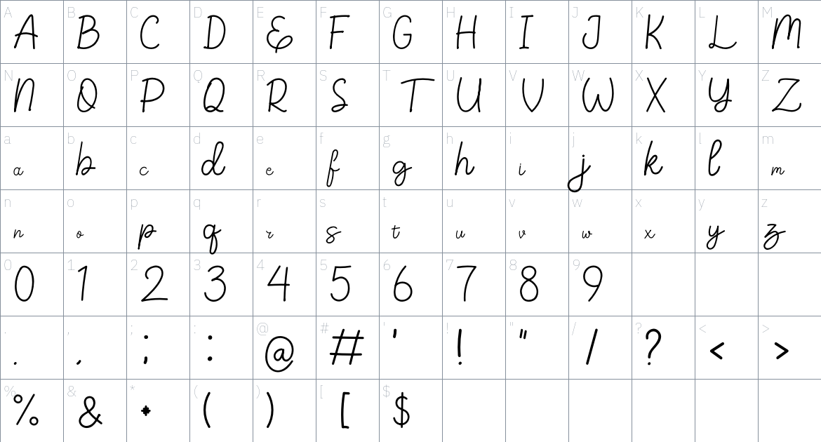 Childango Font font Character Map