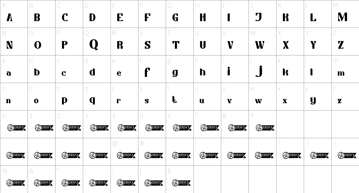 Morgantown font Character Map