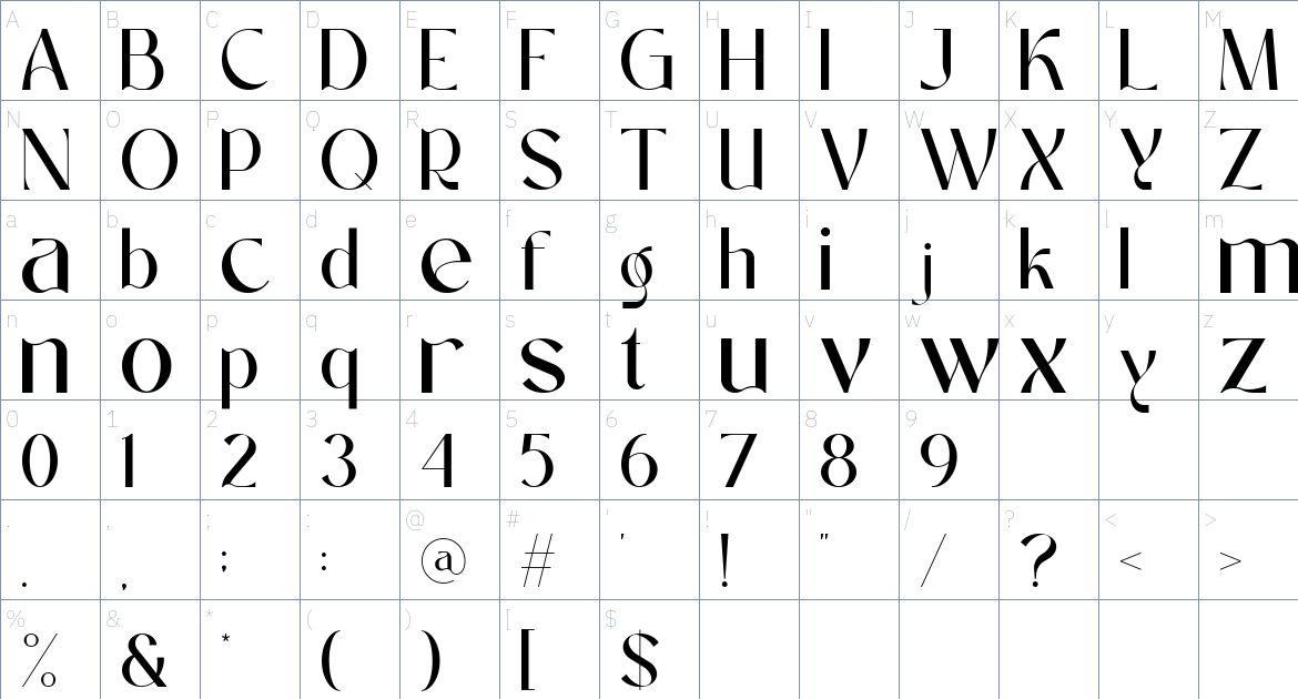 Rouganeck font Character Map