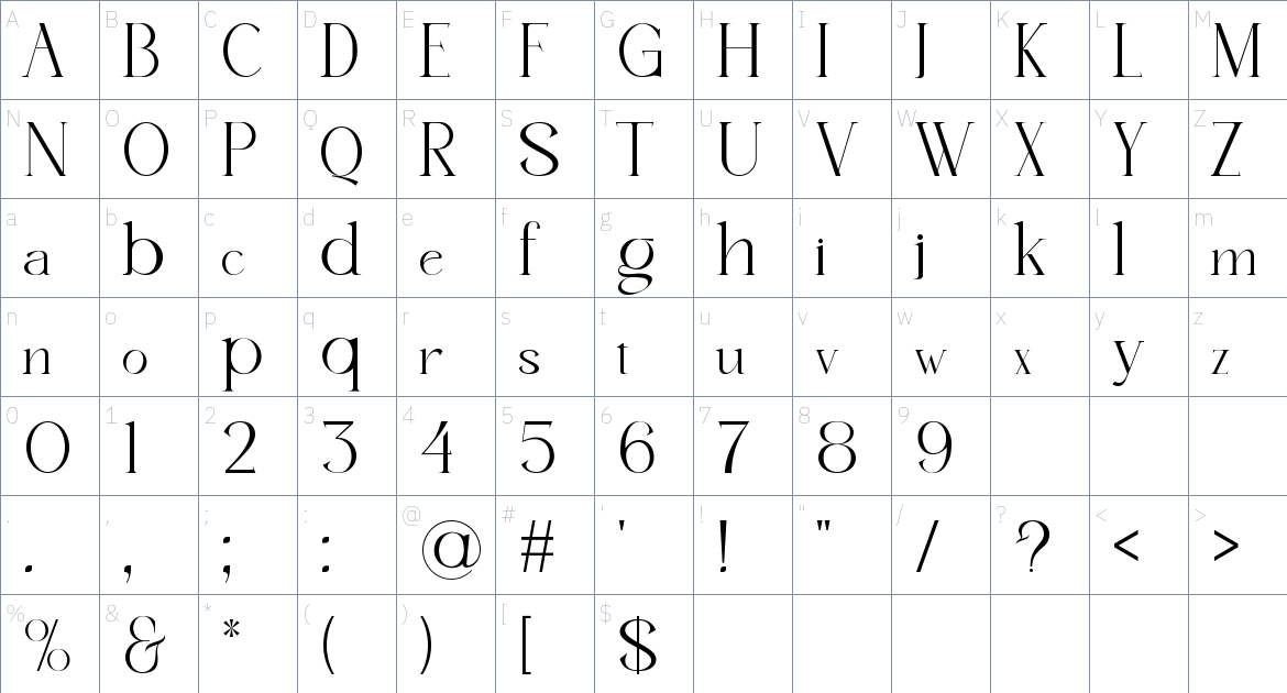 Astaken font Character Map