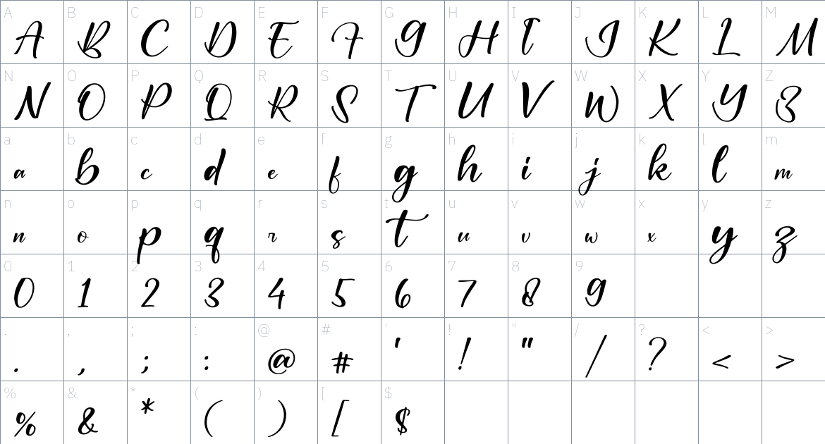 Ballestic font Character Map