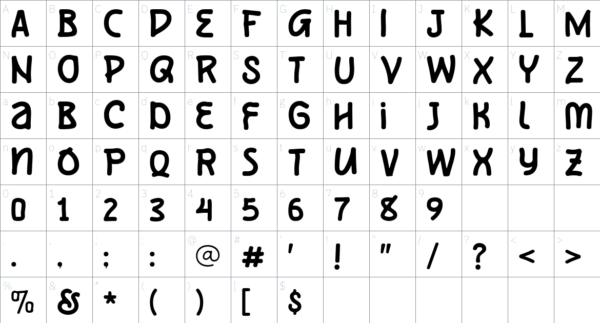 Mogar font Character Map