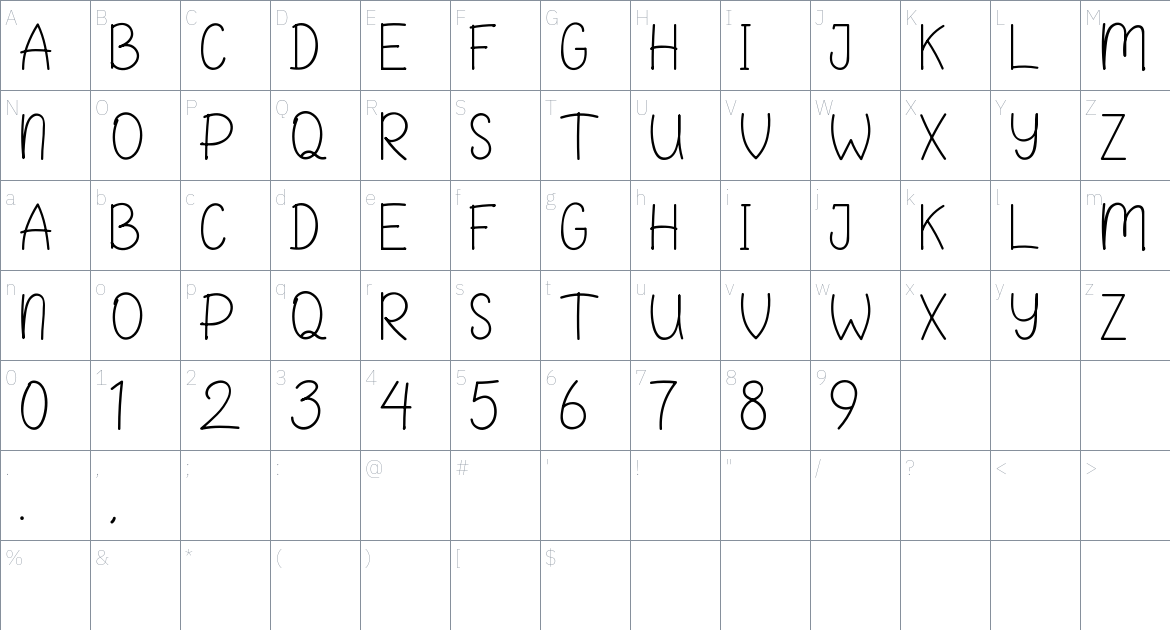 Snoopod Font font Character Map