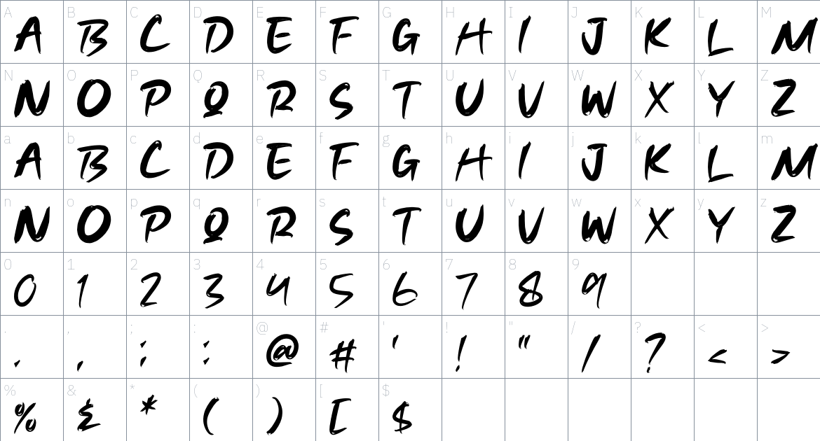 Magneon font Character Map